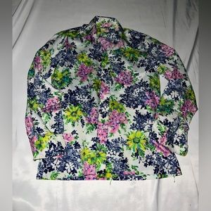 The Custom Shop Size 12 Floral Button Down Shirt Pocket Button Length 27” L12